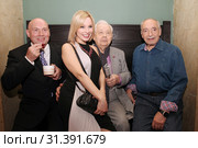Виктор Сухоруков, Марина Зудина, Олег Табаков, Валентин Гаф (2014 год). Редакционное фото, фотограф Ольга Зиновская / Фотобанк Лори