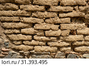 Background of old wall made of adobe or mudbrick masonry. Стоковое фото, фотограф Сергей Пристяжнюк (Serg Zastavkin) / Фотобанк Лори
