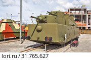 Моторный броневой вагон МБВ-2 (1936-1937). На открытой площадке музея военной техники «Боевая слава Урала». Верхняя Пышма. Свердловская область (2019 год). Редакционное фото, фотограф Сергей Афанасьев / Фотобанк Лори