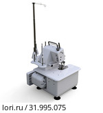 Overlock on a white background. Equipment for sewing production. Sewing clothes and textiles. 3d illustration. Стоковая иллюстрация, иллюстратор Владимир Хапаев / Фотобанк Лори
