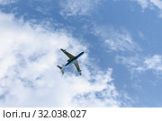 Russia, Irkutsk region, Aug, 11-2019: Multipurpose Russian amphibious aircraft Be-200 before refueling by water to extinguish forest fires in Irkutsk Region. Lake Baikal. Редакционное фото, фотограф Юлия Батурина / Фотобанк Лори