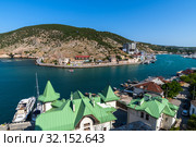 Sevastopol, Crimea - July 3. 2019. The Balaklava Bay from top. Редакционное фото, фотограф Володина Ольга / Фотобанк Лори