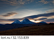 Вулканы Ключевской и Камень на Камчатке. Стоковое фото, фотограф Сергей Краснощеков / Фотобанк Лори