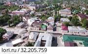 Aerial view of Yegoryevsk - Russian town and administrative center in sunny spring day (2019 год). Стоковое видео, видеограф Яков Филимонов / Фотобанк Лори