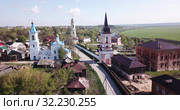 Panoramic aerial view of district of Belev on riverside, Tula region, Russia (2019 год). Стоковое видео, видеограф Яков Филимонов / Фотобанк Лори