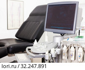 Modern medical equipment, medical ultrasound machine with probes in clinic. Стоковое фото, фотограф Яков Филимонов / Фотобанк Лори