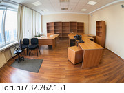 Vacant office or abandoned office space with no people, wide angle view. Стоковое фото, фотограф Кекяляйнен Андрей / Фотобанк Лори
