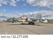 Международный авиационно-космический салон МАКС-2019. Российский бронированный дозвуковой штурмовик Су-25 СМ3 "Грач" Редакционное фото, фотограф Игорь Долгов / Фотобанк Лори