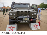 SAMBEK, ROSTOV REGION, RUSSIA, JUNE 28, 2019: International military technical forum ARMY-2019. Special multi-purposes armored vehicle Rys, Iveco LMV. Forward view. Редакционное фото, фотограф Олег Белов / Фотобанк Лори