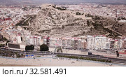 Picturesque panorama of coastal area of Spanish town of Alicante overlooking of Port (2019 год). Стоковое видео, видеограф Яков Филимонов / Фотобанк Лори