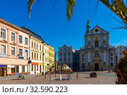 Church of St. Adalbert in Opava, Czech Republic. Стоковое фото, фотограф Яков Филимонов / Фотобанк Лори