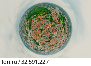 Vilnius Old town, the historic center of Lithuania, European city. 360 VR panorama. Стоковое фото, фотограф Aleksejs Bergmanis / Фотобанк Лори