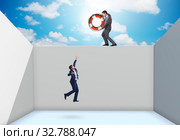 Businessman saving colleague with lifebuoy. Стоковое фото, фотограф Elnur / Фотобанк Лори