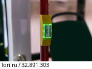 Interior elements of public transport on a blurred background. Стоковое фото, фотограф Евгений Харитонов / Фотобанк Лори