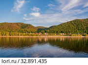 Village on the banks of the Volga at sunset, Samara region (2019 год). Стоковое фото, фотограф Дмитрий Тищенко / Фотобанк Лори
