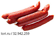 Smoked Tyrolean sausages. Стоковое фото, фотограф Яков Филимонов / Фотобанк Лори