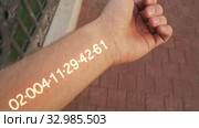 Futuristic countdown of lifetime on the hand. Стоковое видео, видеограф Dzmitry Astapkovich / Фотобанк Лори