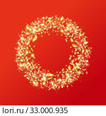 Gold ring made of sparkling gold pieces. Стоковая иллюстрация, иллюстратор Анастасия Филиппова / Фотобанк Лори