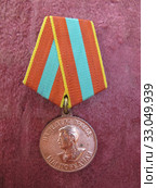 Медаль "За доблестный труд в Великой Отечественной войне 1941-1945 гг." Стоковое фото, фотограф Мария Кылосова / Фотобанк Лори