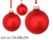 red christmas balls isolated on white. Стоковое фото, фотограф Mariusz Blach / PantherMedia / Фотобанк Лори