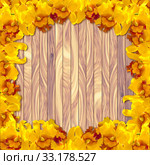 Yellow orchid on wood plank background. Стоковое фото, фотограф Phongkit Longthong / PantherMedia / Фотобанк Лори