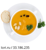 Pumpkin Soup Pumpkin Soup Pumpkin Cream Soup in Soup Cup Freeman from Above. Стоковое фото, фотограф Markus Mainka / PantherMedia / Фотобанк Лори