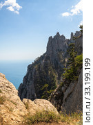 famous curly teeth on Ah-Petri mountain in Crimea (2019 год). Стоковое фото, фотограф Володина Ольга / Фотобанк Лори