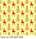 Deer in the forest seamless pattern. Стоковое фото, фотограф Elena Kozyreva / PantherMedia / Фотобанк Лори