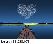 Diamond heart on a night lake. Стоковое фото, фотограф Elena Kozyreva / PantherMedia / Фотобанк Лори