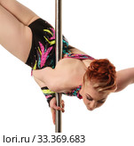 Image of female gymnast dancing on pylon. Стоковое фото, фотограф Гурьянов Андрей / Фотобанк Лори