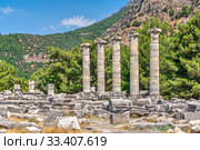 The Temple of Athena Polias in the Ancient Priene, Turkey (2019 год). Стоковое фото, фотограф Sergii Zarev / Фотобанк Лори