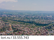 Panoramic view of Tbilisi city from   Mt Mtatsminda, old town and modern architecture.  Georgia. Стоковое фото, фотограф Николай Коржов / Фотобанк Лори