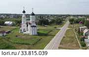 Церковь Владимира равноапостольного в Бурмистрово / Aerial video on Church of St. Vladimir Equal-to-apostles invillage Burmistrovo. Siberia, Russia (2019 год). Стоковое видео, видеограф Сергей Пристяжнюк (Serg Zastavkin) / Фотобанк Лори