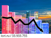 Recession and crisis concept with decline chart. Стоковое фото, фотограф Elnur / Фотобанк Лори
