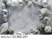 Christmas background with perimeter Christmas decorations. Стоковое фото, фотограф Nataliia Zhekova / Фотобанк Лори