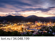 Краснодарский край, Туапсе, нефтезавод "Роснефть" на рассвете (2020 год). Редакционное фото, фотограф glokaya_kuzdra / Фотобанк Лори
