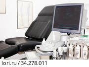 Modern medical equipment, medical ultrasound machine with probes in clinic. Стоковое фото, фотограф Яков Филимонов / Фотобанк Лори