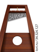 guillotine with text bankrupt on white background. Isolated 3d illustration. Стоковая иллюстрация, иллюстратор Ильин Сергей / Фотобанк Лори