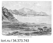 Залив Искандерун (По M. Lortet.). Дореволюционное издание 1890-х годов по географии. Стоковая иллюстрация, иллюстратор Grigory_Gez / Фотобанк Лори