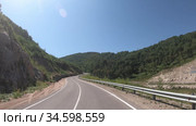 Hyperlapse video of driving up the serpentine road to resort Belokurikha 2. Altai Krai, Siberia, Russia. Стоковое видео, видеограф Сергей Пристяжнюк (Serg Zastavkin) / Фотобанк Лори