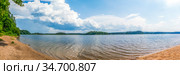 Озеро Сапшо. Панорама. Село Пржевальское, Смоленская область (2020 год). Стоковое фото, фотограф Сергей Афанасьев / Фотобанк Лори