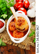 Meatballs with rice. Стоковое фото, фотограф Надежда Мишкова / Фотобанк Лори