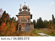 Wooden church of Peter and Paul in Virma, Republic of Karelia, Russia, (2020 год). Стоковое фото, фотограф Знаменский Олег / Фотобанк Лори