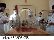 Великое освящение храма Николая Чудотворца в селе Верхнее Маслово, крестный ход (2020 год). Редакционное фото, фотограф Дмитрий Неумоин / Фотобанк Лори