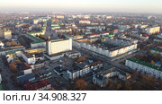 Aerial view of Baranovichi cityscape with buildings and streets. Стоковое фото, фотограф Яков Филимонов / Фотобанк Лори