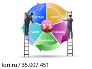 Businessman in 5S workplace organisation concept. Стоковое фото, фотограф Elnur / Фотобанк Лори