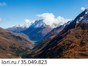 Панорама Главного Кавказского хребта. Кабардино-Балкарская Республика, Россия (2020 год). Стоковое фото, фотограф Сергей Афанасьев / Фотобанк Лори