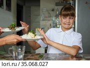 Девочка отказывается от предлагаемой еды. Стоковое фото, фотограф Иванов Алексей / Фотобанк Лори