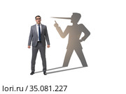 Concept of businessman liar with his shadow. Стоковое фото, фотограф Elnur / Фотобанк Лори