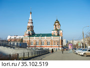 Вознесенско-Феодосиевская церковь в городе Перми. Псевдорусский стиль архитектуры (2020 год). Редакционное фото, фотограф Юрий Карачев / Фотобанк Лори